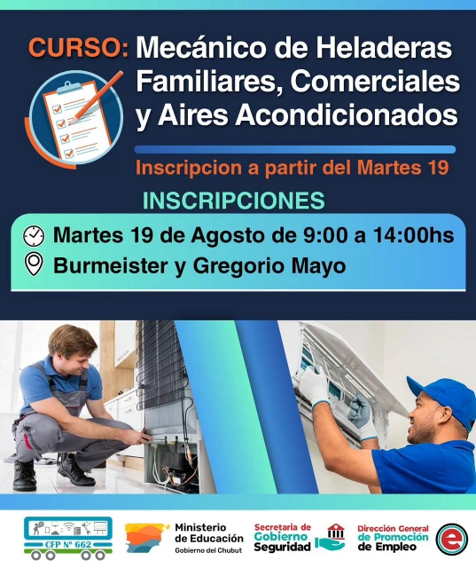 Rawson tendrá el curso gratuito de mecánico de heladeras y aires acondicionados
